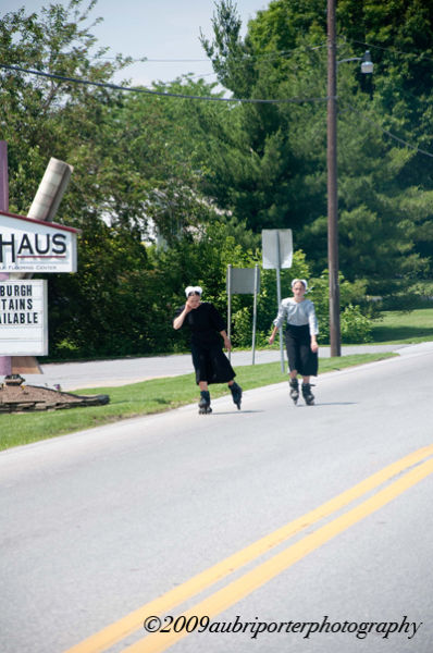 Rollerblading Amish People