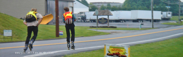 Rollerblading Amish People