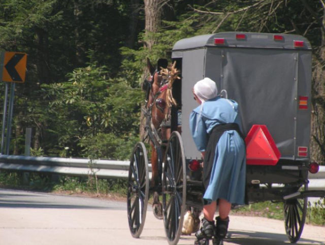 Rollerblading Amish People