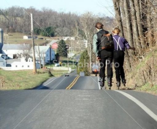 Rollerblading Amish People