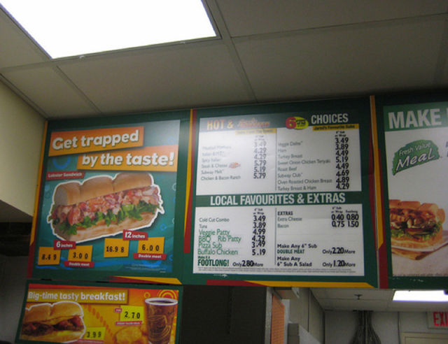 Menus from Subway Restaurants All Over the Wolrd