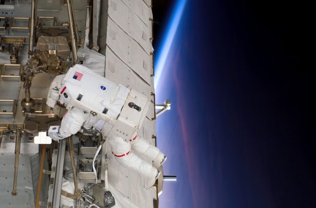 Gorgeous Blue Sky Under Foot During Spacewalk