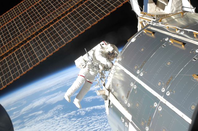 Gorgeous Blue Sky Under Foot During Spacewalk