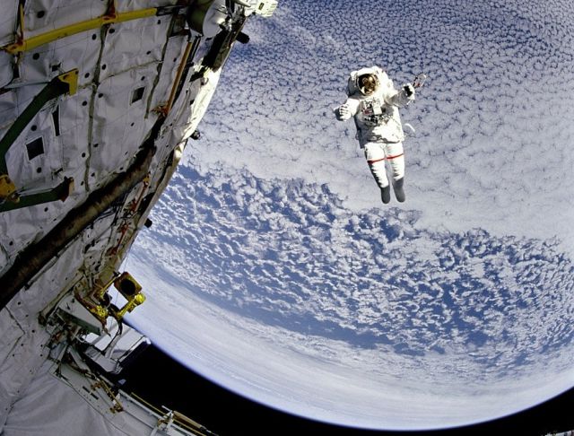 Gorgeous Blue Sky Under Foot During Spacewalk