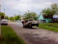 Silly Russians Having Fun with a Car