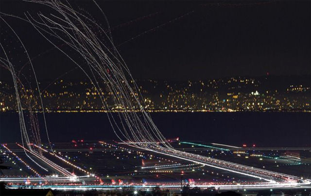Long Exposures of Aircraft Landings and Takeoffs