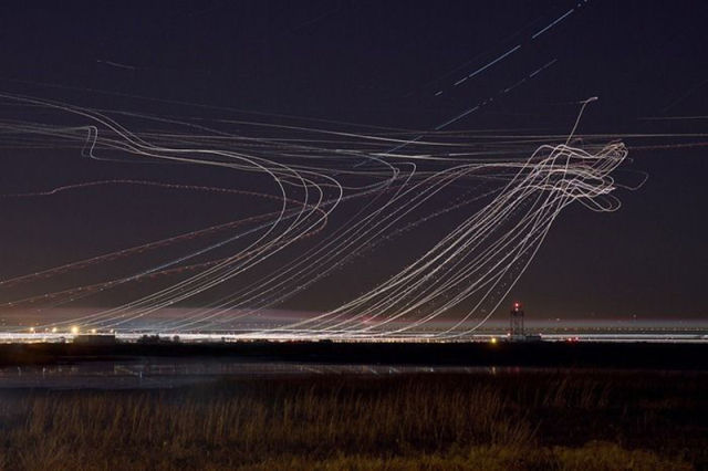 Long Exposures of Aircraft Landings and Takeoffs