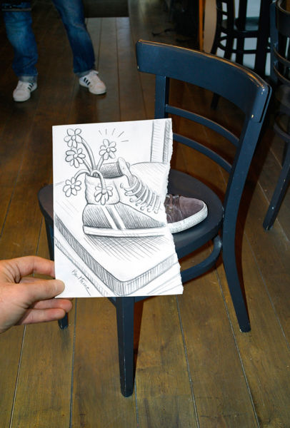 Pencil Drawings inside Photographs