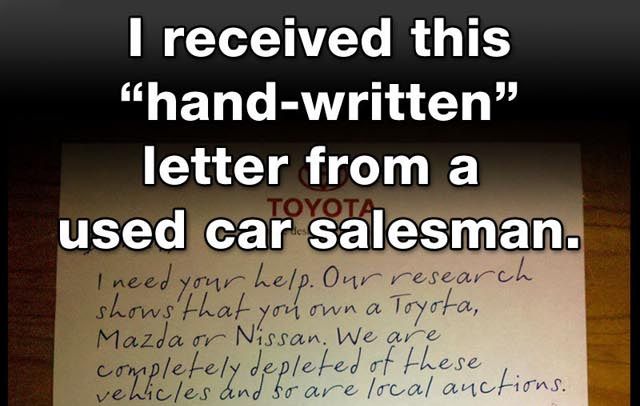 Ridiculous Hand Written Letter From Used Car Salesman - Izismile.com