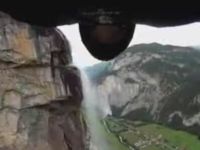 Wingsuit Base Jump through Waterfall