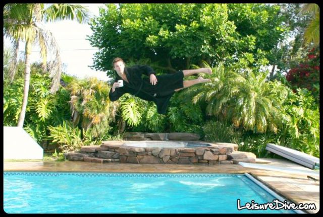 Funny Mid-Air Poses Above the Pool