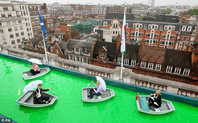 Boating on a Rooftop Lake