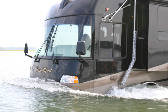 An Amazingly Luxurious Coach That Converts into a Yacht
