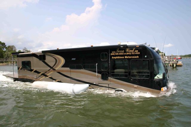 An Amazingly Luxurious Coach That Converts into a Yacht