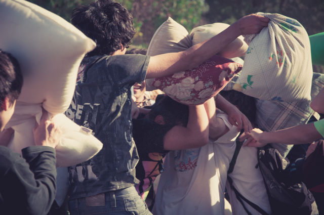 Pillow War in Buenos Aires.