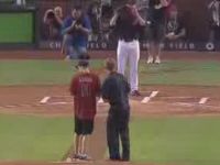 Blind Guy Throws Out First Pitch