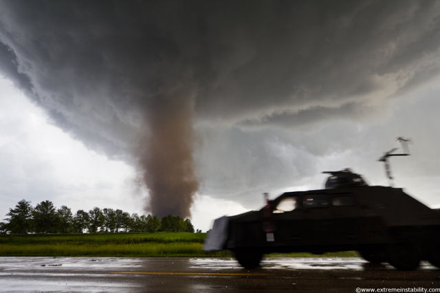 Storm Chaser Looks into the Eye of a Tornado