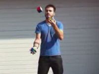 Solving Rubik’s Cube While Juggling with Rubik’s Cubes