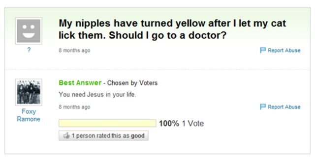 Classic Hilarious Yahoo Answers