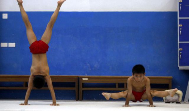 Intense Chinese Gymnastic School Training