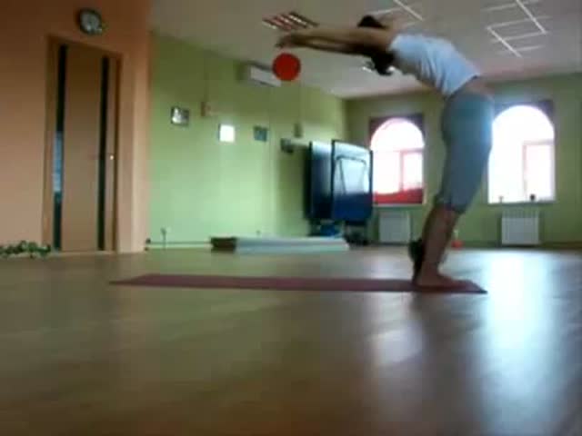 Cute Girl and Cat Doing Yoga 