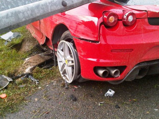 Ouch, Gorgeous Red Ferrari Totaled