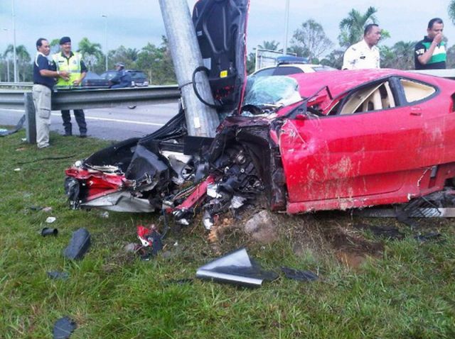 Ouch, Gorgeous Red Ferrari Totaled