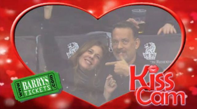 Kiss Cam Spots Tom Hanks and Rita Wilson