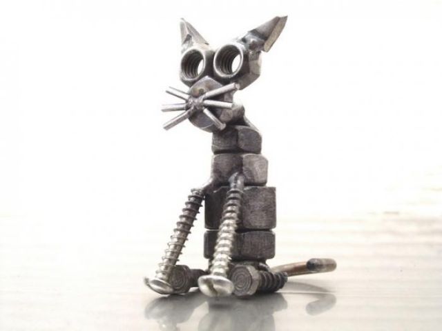 Tiny Sculptures Made out of Assorted Fasteners