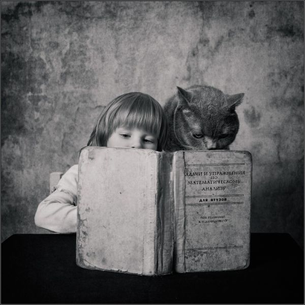 Artistic Little Girl and Cat Photos