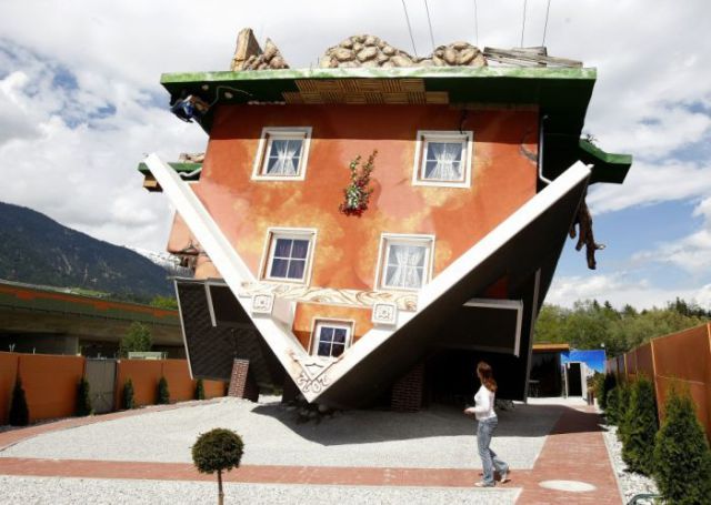 Upside Down House Attracts Tourists in Austria