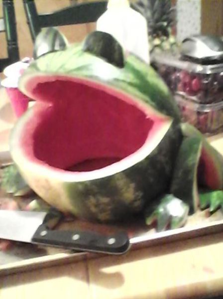 Funny Frog Bowl Made Out of Watermelon