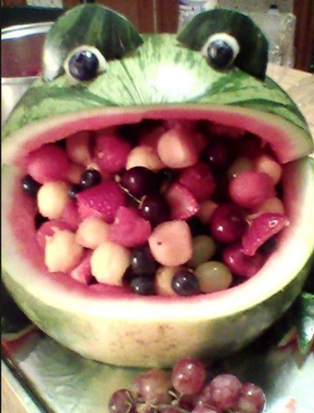Funny Frog Bowl Made Out of Watermelon