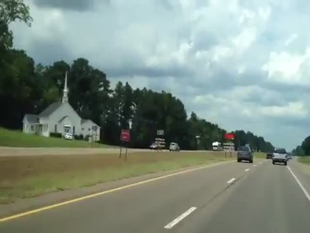 Crazy Driver Going the Wrong Way on the Highway 