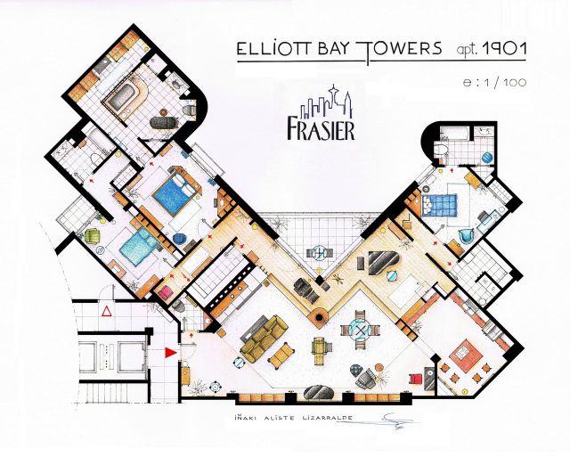 Artists Make Floor Plans of Popular TV and Movie Houses