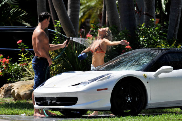 Joanna Krupa Washes Car in Bikini