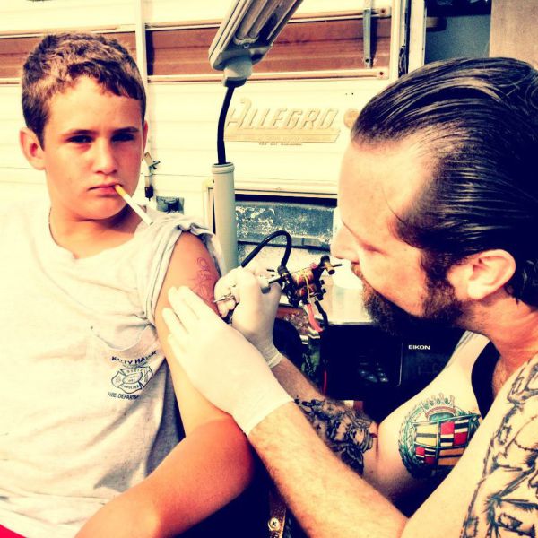 Me "tattooing" a ten year old.