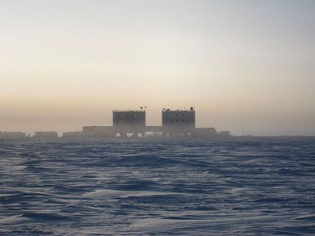 Isolated Research Station in Icy Desert