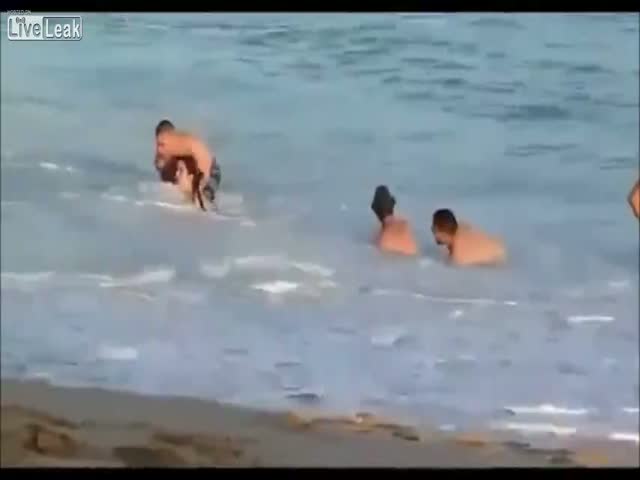 Fat Woman Can’t Get Out of the Ocean 