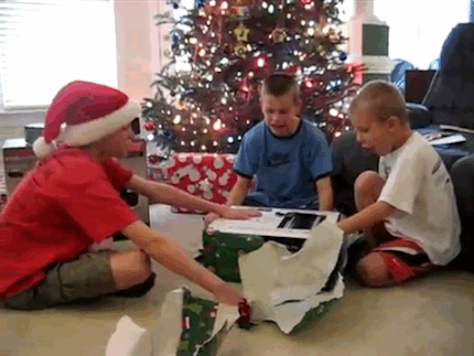 Happy and Excited Children on Christmas Morning
