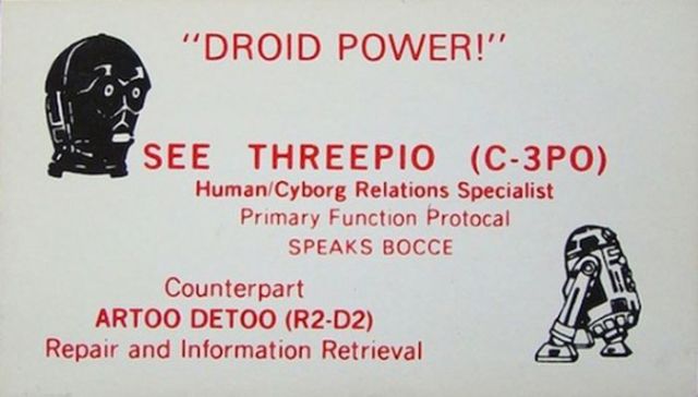 Business Cards From Star Wars Characters