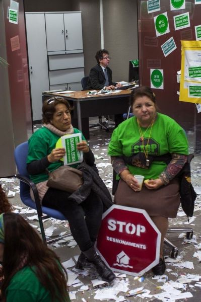 Spanish Protesters Against the Eviction Occupied a Bank Branch