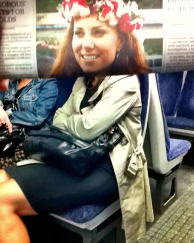 Funny Newspaper Photobombs Amuse This Bored Commuter