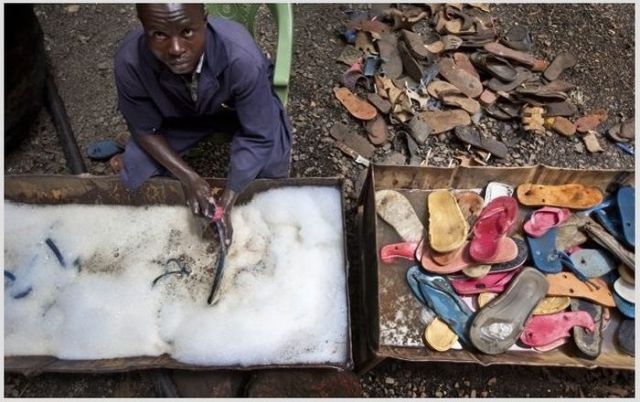 In Africa Old Shoes Become Recycled Works of Art