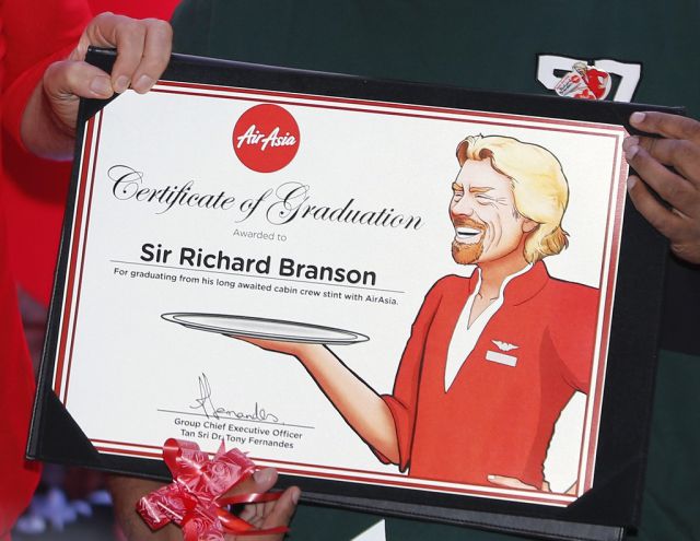 Richard Branson Dresses in Drag to Serve Flight Passengers…