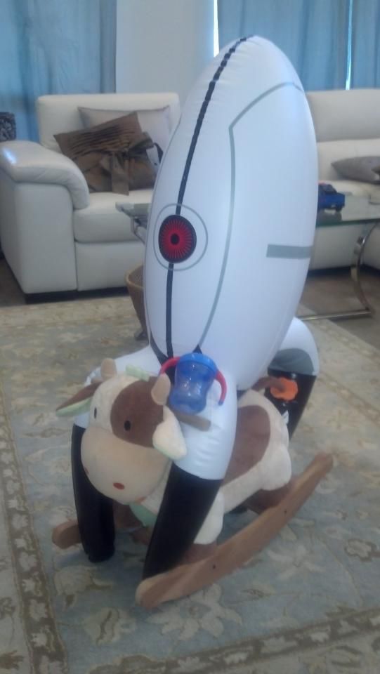Siblings Have Lots of Fun with Portal Turret Photo Tag
