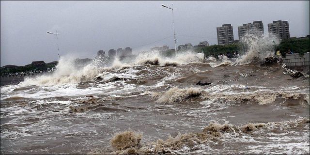 Spectators Get Washed Away by Typhoon Trami