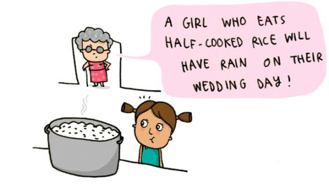 Cartoon Illustrations of Well-Known Old Wives Tales