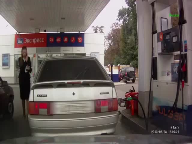 Dumb Russian Girl at the Gas Station 