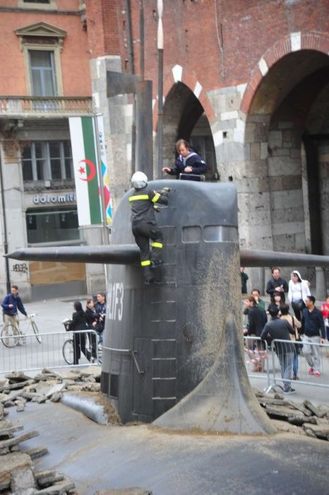 Submarine Emerges in the Centre of Milan